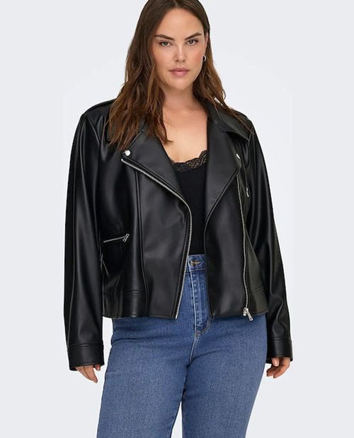 Chaqueta Only Carmakoma biker negra sólida para mujer