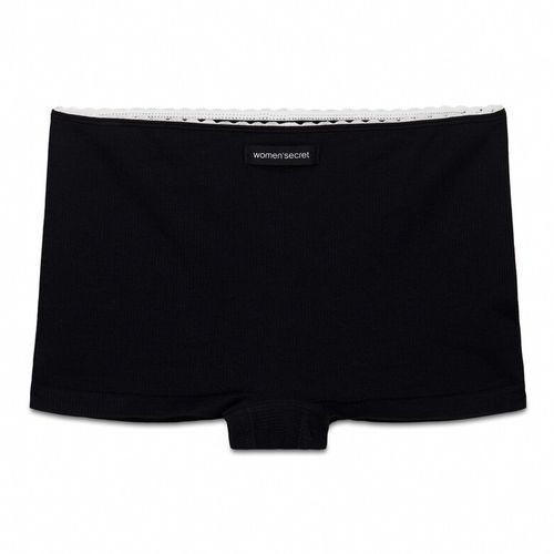 Panti Women Secret tipo bóxer negro con textura para mujer