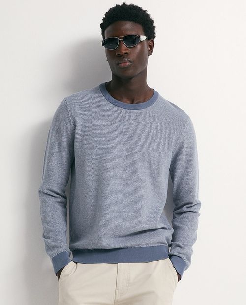 Suéter Sfera pull over azul texturizado para hombre