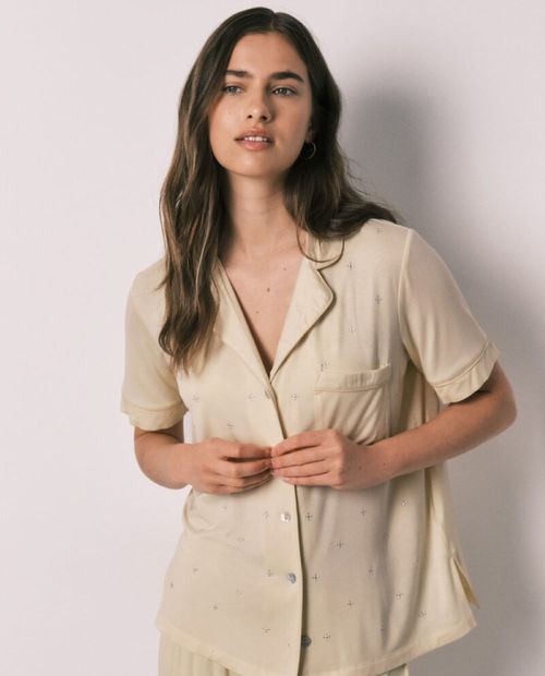 Pijama con pantalón Women Secret amarilla con detalles para mujer