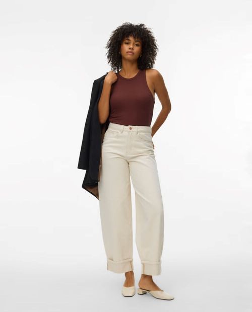 Jeans Only wide leg ivory con dobladillo de cintura alta para mujer