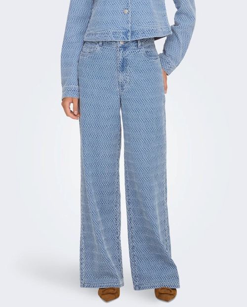 Jeans JDY wide leg estilo desgastado celeste denim de cintura alta para mujer