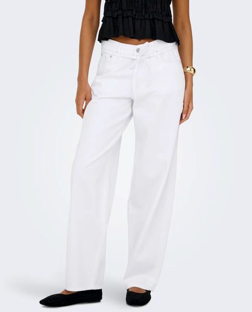 Jeans Only wide leg blanco con lazo en la cintura para mujer