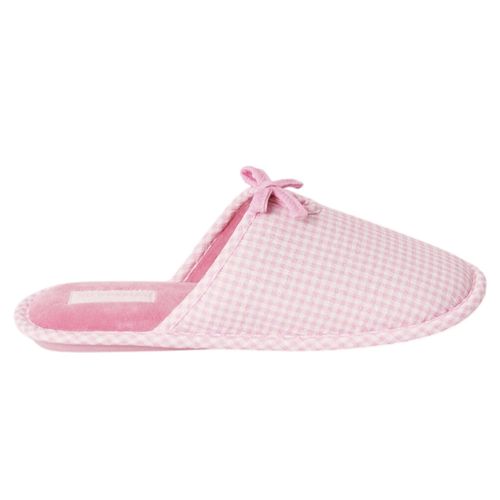 Pantuflas rosadas cuadriculadas para mujer