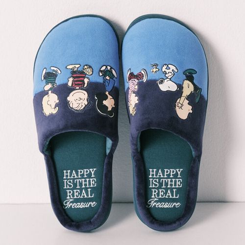 Pantuflas azules con estampado de Charlie Brown para mujer