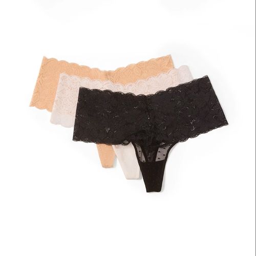 Set de 3 tangas Sfera multicolor de encaje para mujer