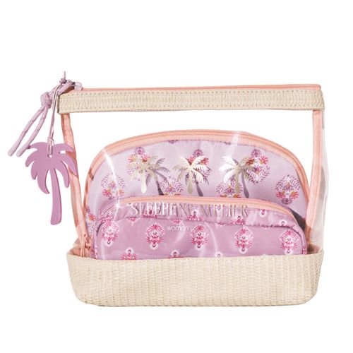 Set de 2 cosmetiqueras rosadas con mini print