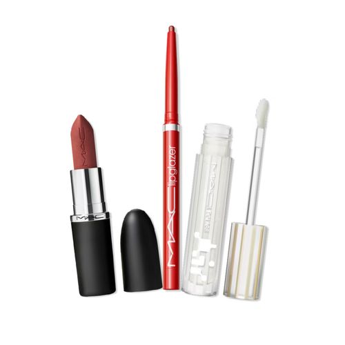 MAC Brillo para labios Lipglass Air + Lápiz Delineador de labios Glossy Lipglazer
