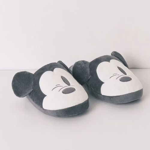 Pantuflas grises de Mickey Mouse para mujer