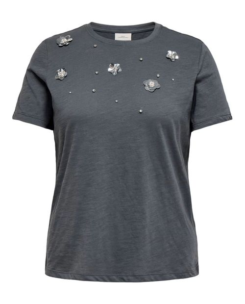 Camiseta knit oscura con aplicaciones para mujer