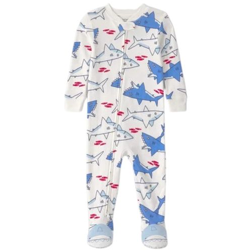 Pijama blanca con estampado de tiburones para bebé niño