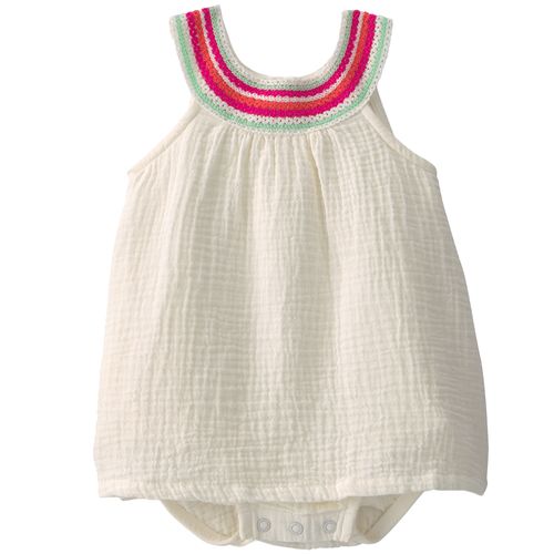 Vestido beige con detalle tejido para bebé niña