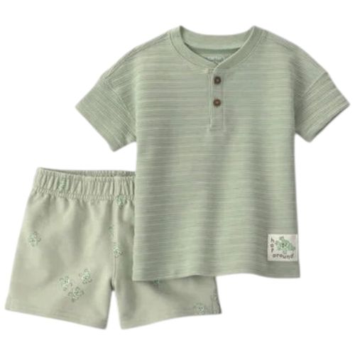 Conjunto de 2 piezas verde con camiseta y short para bebé niño