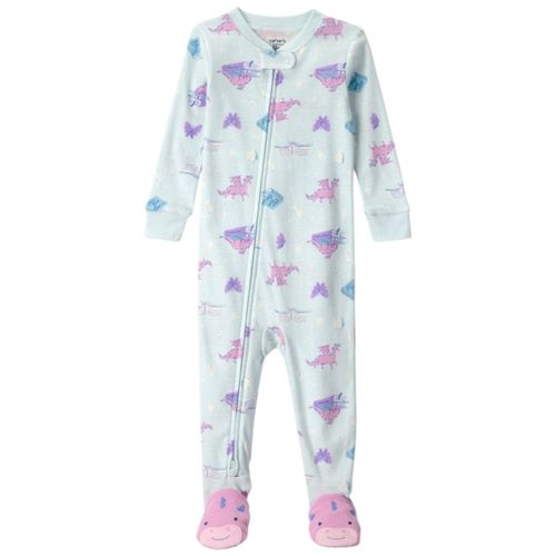 Pijama celeste con estampado de dinosaurios para niña