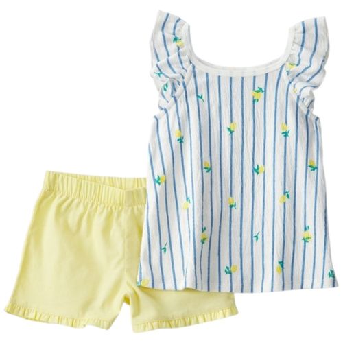 Conjunto bicolor de 2 piezas con estampado de limones para niña