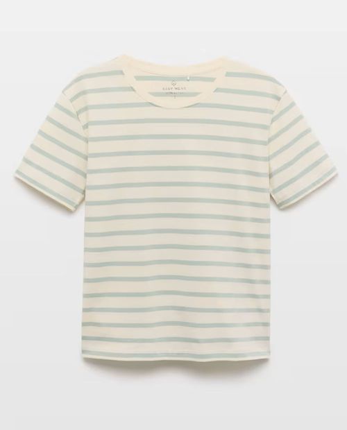 Camiseta ivory con rayas grises para mujer