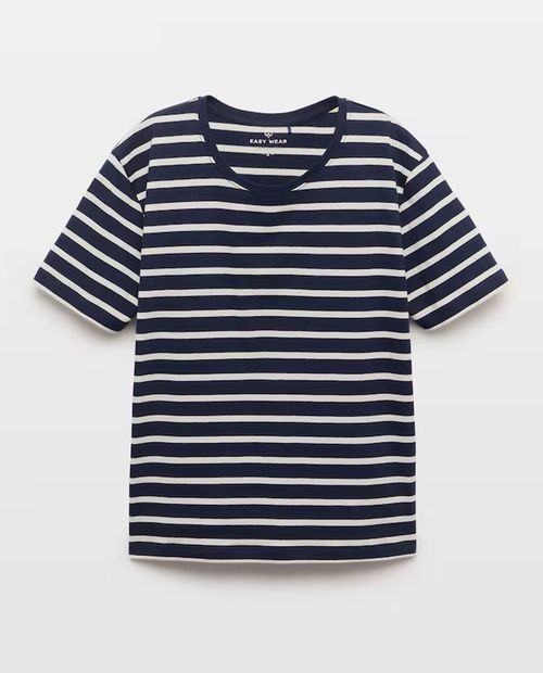 Camiseta azul navy rayada para mujer