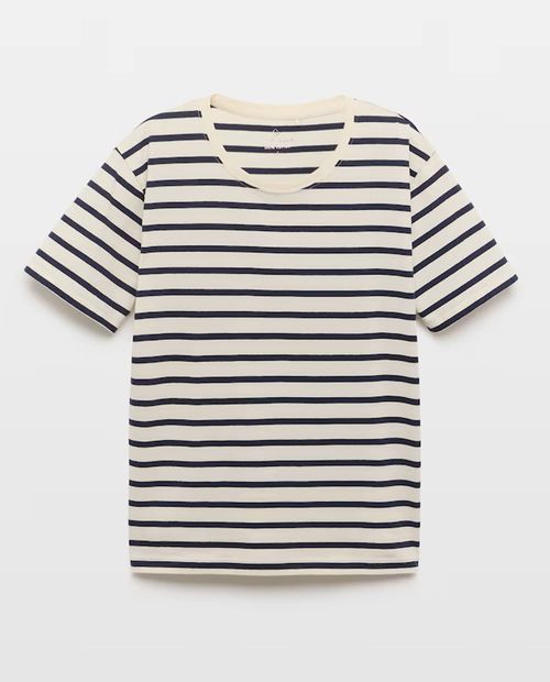 Camiseta blanca rayada para mujer
