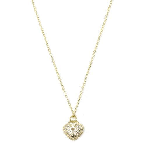 Collar de corazón de brass en baño de oro 1mm-46 cm para mujer