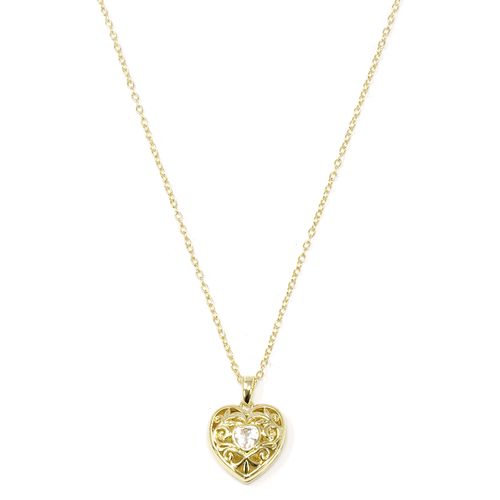 Collar de corazón de brass en baño de oro 1mm-41 cm para mujer