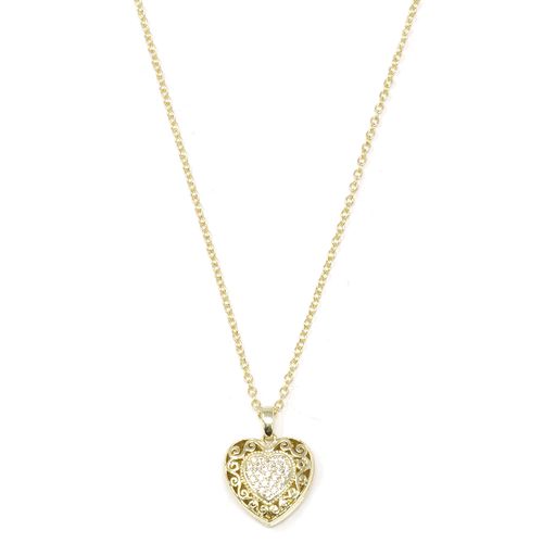 Collar de corazón de brass en baño de oro 1mm-41 cm para mujer
