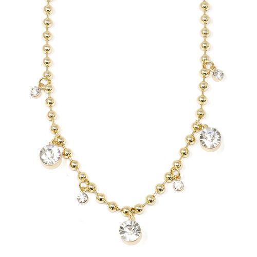Collar con piedras brillantes de brass dorado 3 mm-41 cm para mujer