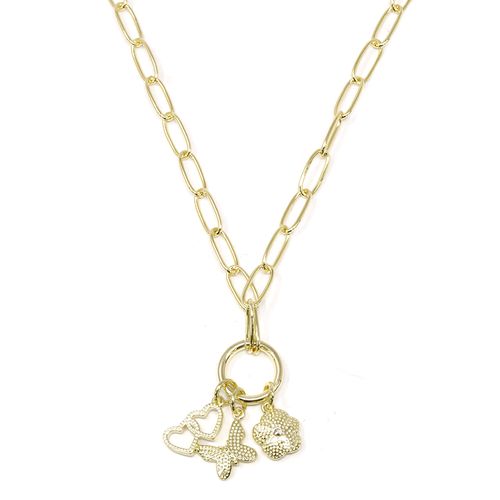 Collar con dijes de brass dorado 5 mm-30 cm para mujer