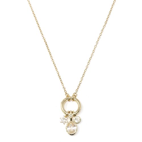 Collar con dije de brass dorado 1 mm-51 cm para mujer