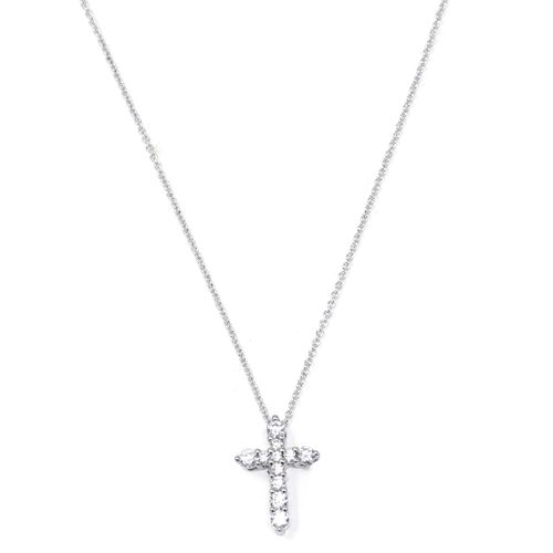 Collar de cruz de brass plateado 1mm- 41 cm para mujer