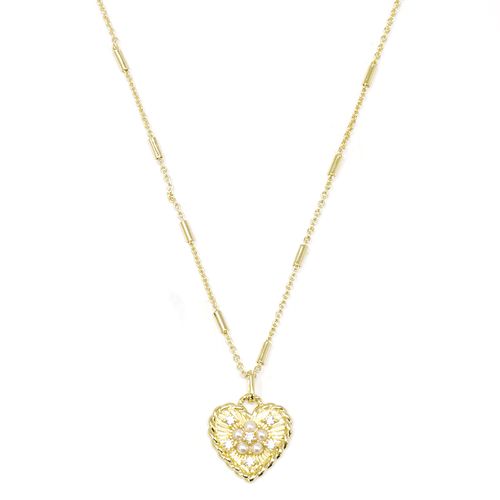 Collar de corazón de brass dorado 1mm- 41 cm para mujer
