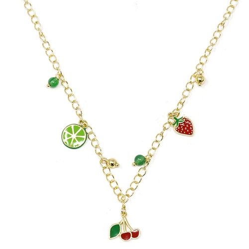Collar de frutas de brass dorado 3 mm-41 cm para mujer