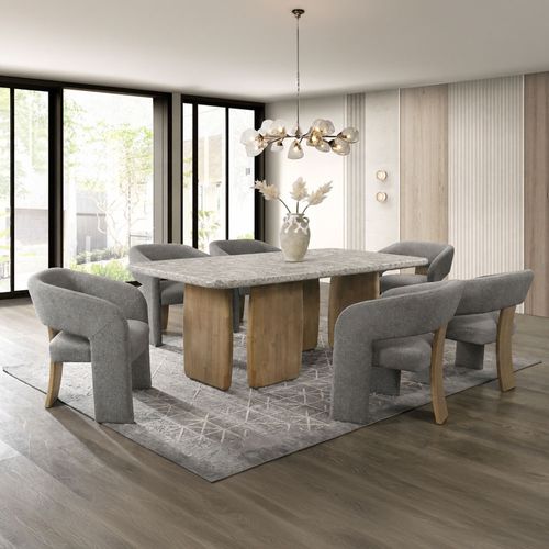 Juego de comedor 6 personas rectangular mármol Vienna
