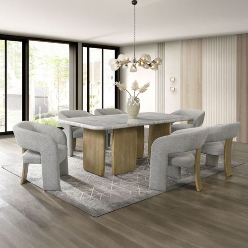 Juego de comedor 6 personas rectangular mármol Vienna