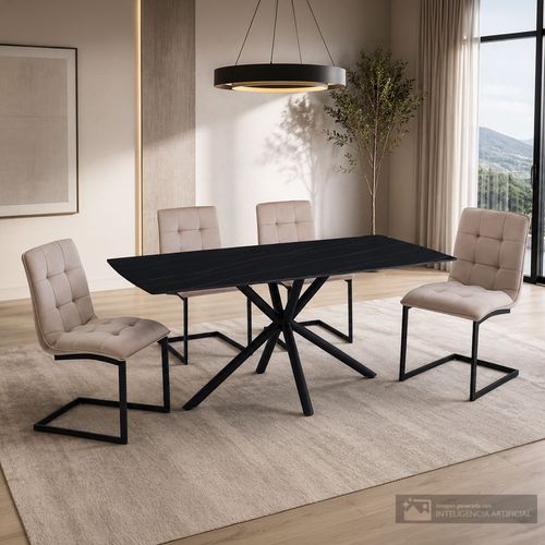Juego de comedor 4 personas rectangular Luxury Elite