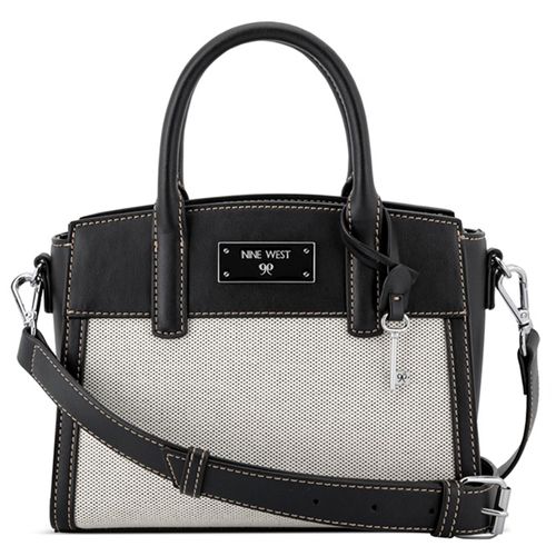Cartera mini satchel Nine West negro/blanco para mujer
