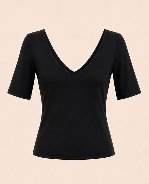 Blusa Unexpected negra sólida para mujer