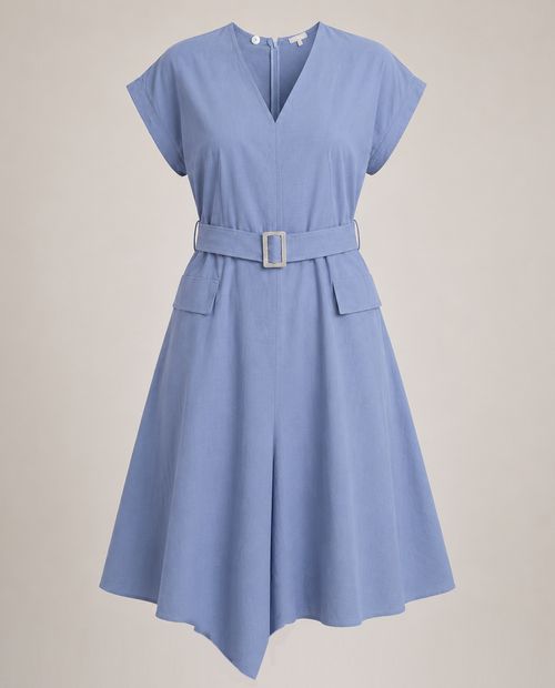 Vestido Nicolle casual azul sólido para mujer