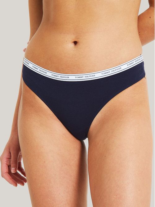 Tanga Tommy Hilfiger azul sólido para mujer