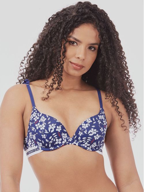Brasier Tommy Hilfiger push up azul estampado floral para mujer