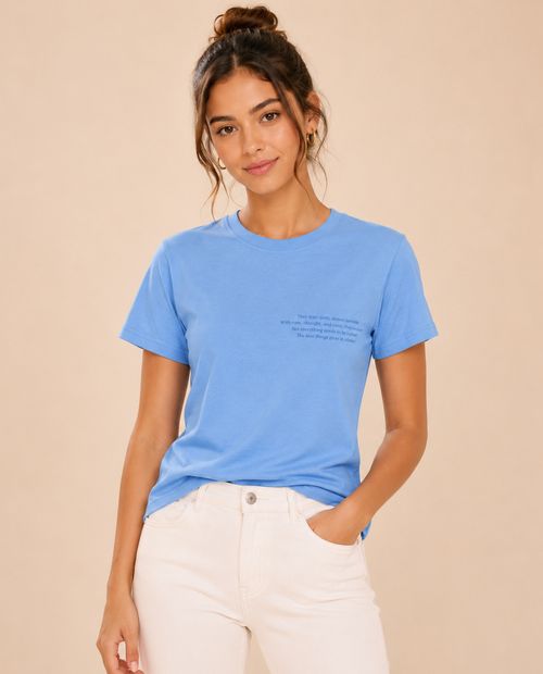 Camiseta Orange azul bordada para mujer