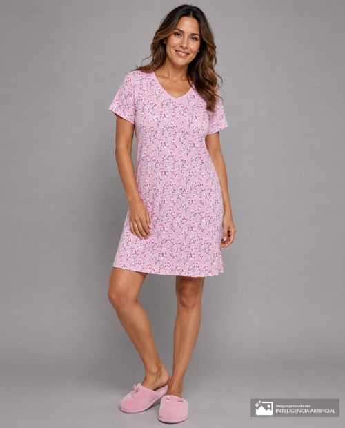 Camisón rosado con estampado floral para mujer