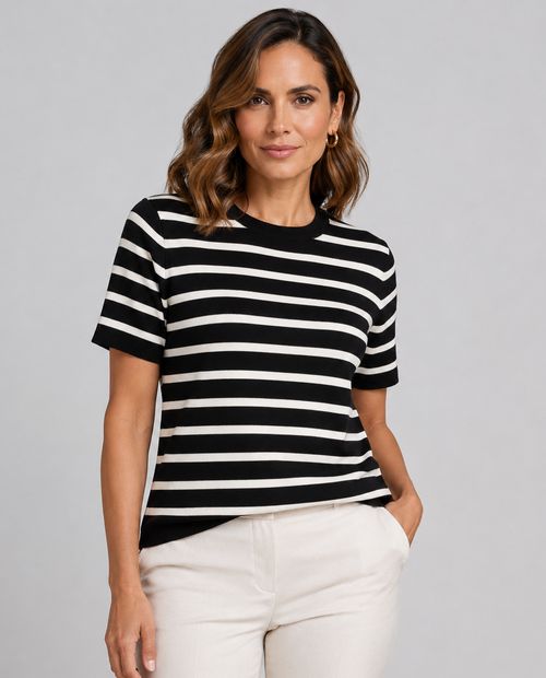 Blusa knit con rayas bicolor para mujer