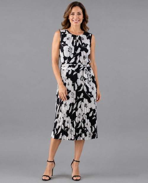 Vestido midi bicolor con estampado floral para mujer