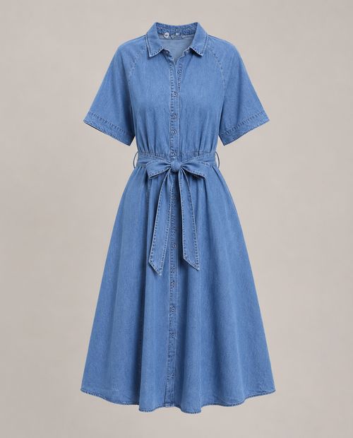 Vestido camisero azul denim para mujer
