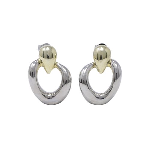 Aretes door knocker bicolor para mujer