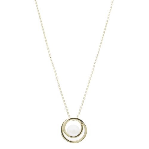 Collar con dije de perla de brass dorado 2 mm-40.6 cm para mujer