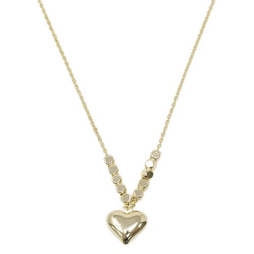 Collar con dije de corazón de brass dorado 2 mm-46 cm para mujer