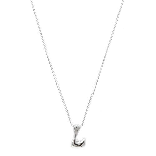 Cadena plateada con letra inicial "L" para mujer