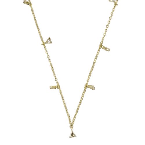 Collar dorado con piedras zirconias de plata para mujer