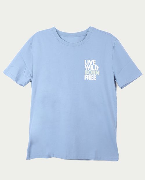 Camiseta Orange regular fit azul estampada para hombre
